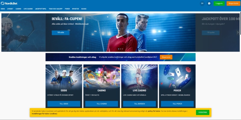 Nordicbet hemsida för sportspel